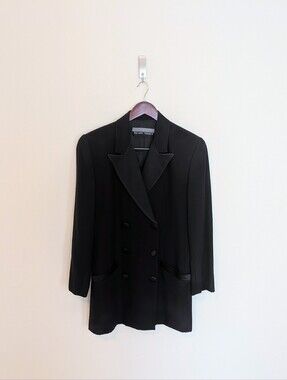 Ellen Tracy Black Double-Breasted Women's Blazer Coat